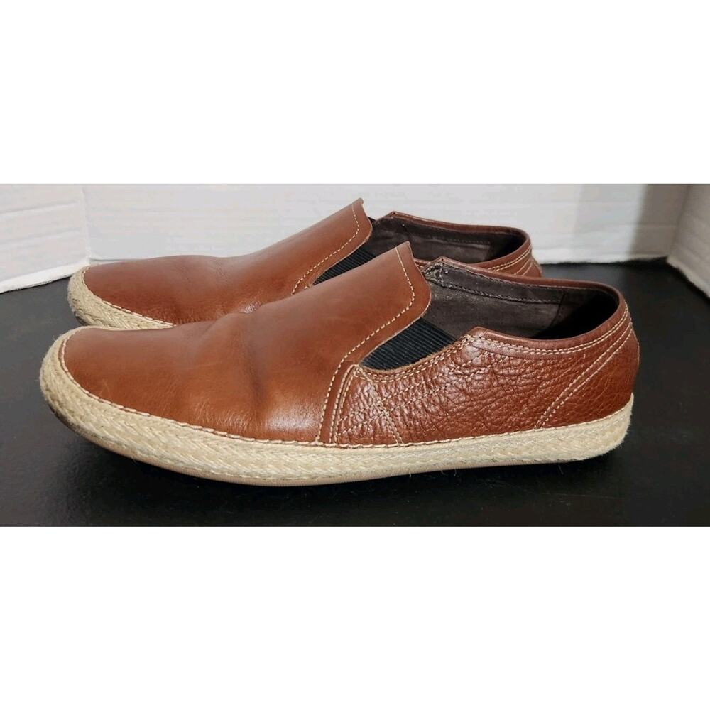 Cole Haan Mens 7.5M Brown Leather Jute‎ Rope Casual Slip-On Loafers Comfort